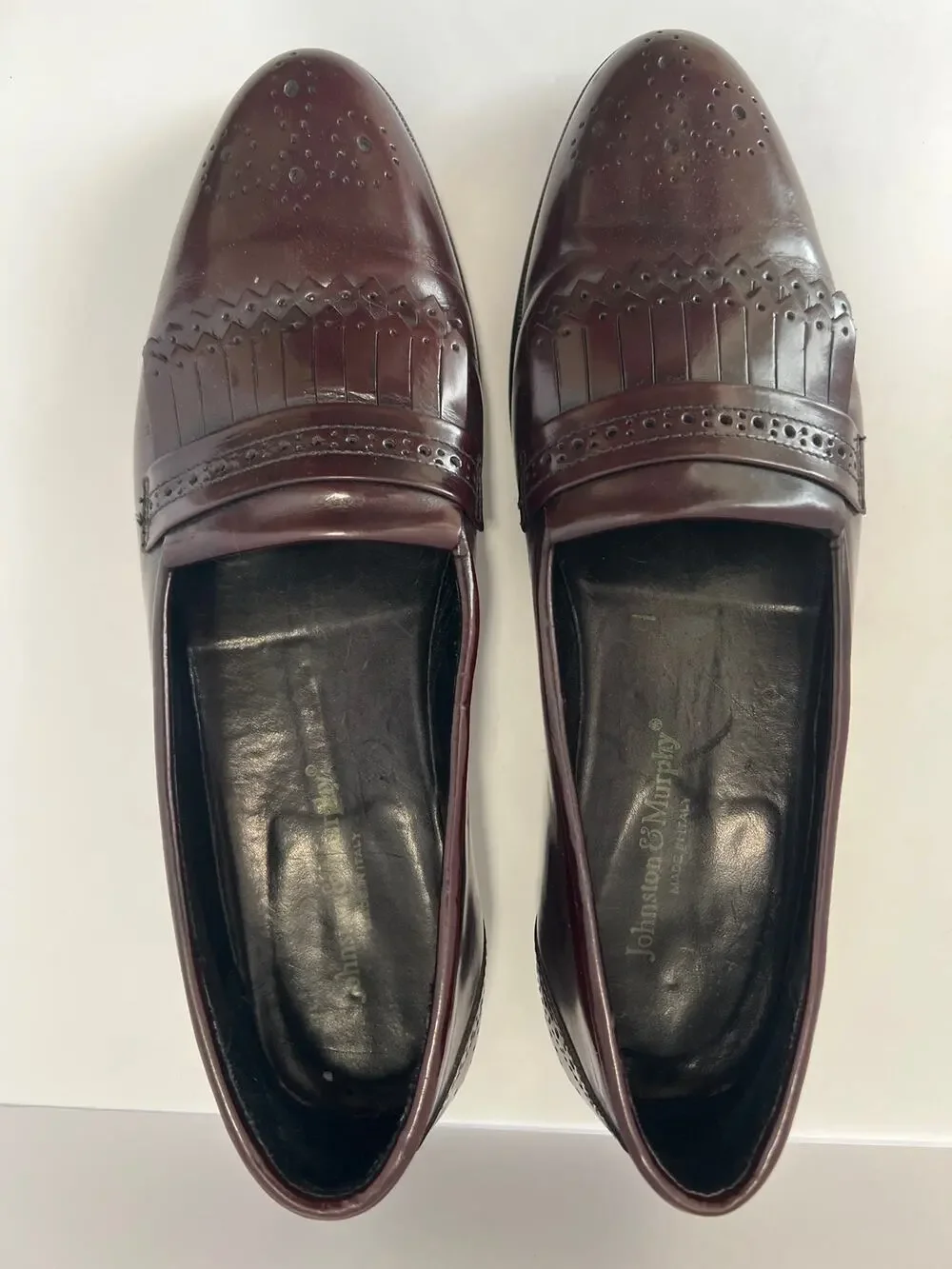 Vintage Johnston & Murphy Aristocraft Burgundy Leather Kiltie Loafers 10 Narrow
